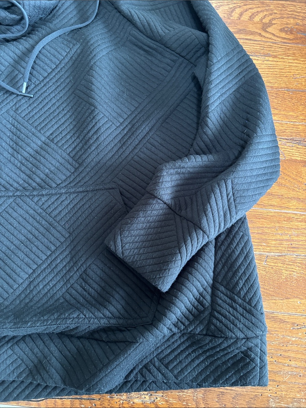 Green Tea Black Quilted Hoodie Pullover Jacket Top Workout Gym Women’s Size XL - Picture 7 of 9
